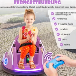 12V Kinder Autoscooter 360 Grad Drehung mit Musik & Lichtern & Fernbedienung