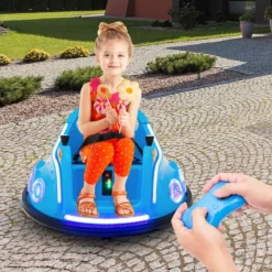 12V Kinder Autoscooter 360 Grad Drehung mit Musik & Lichtern & Fernbedienung