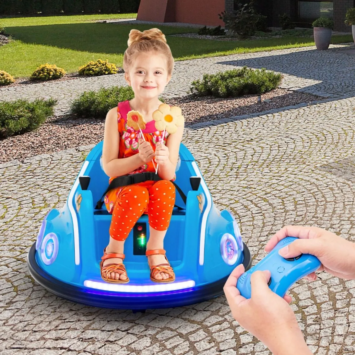 12V Kinder Autoscooter 360 Grad Drehung mit Musik & Lichtern & Fernbedienung