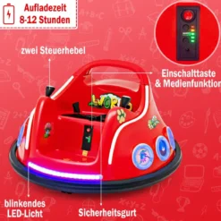 12V Kinder Autoscooter 360 Grad Drehung mit Musik & Lichtern & Fernbedienung