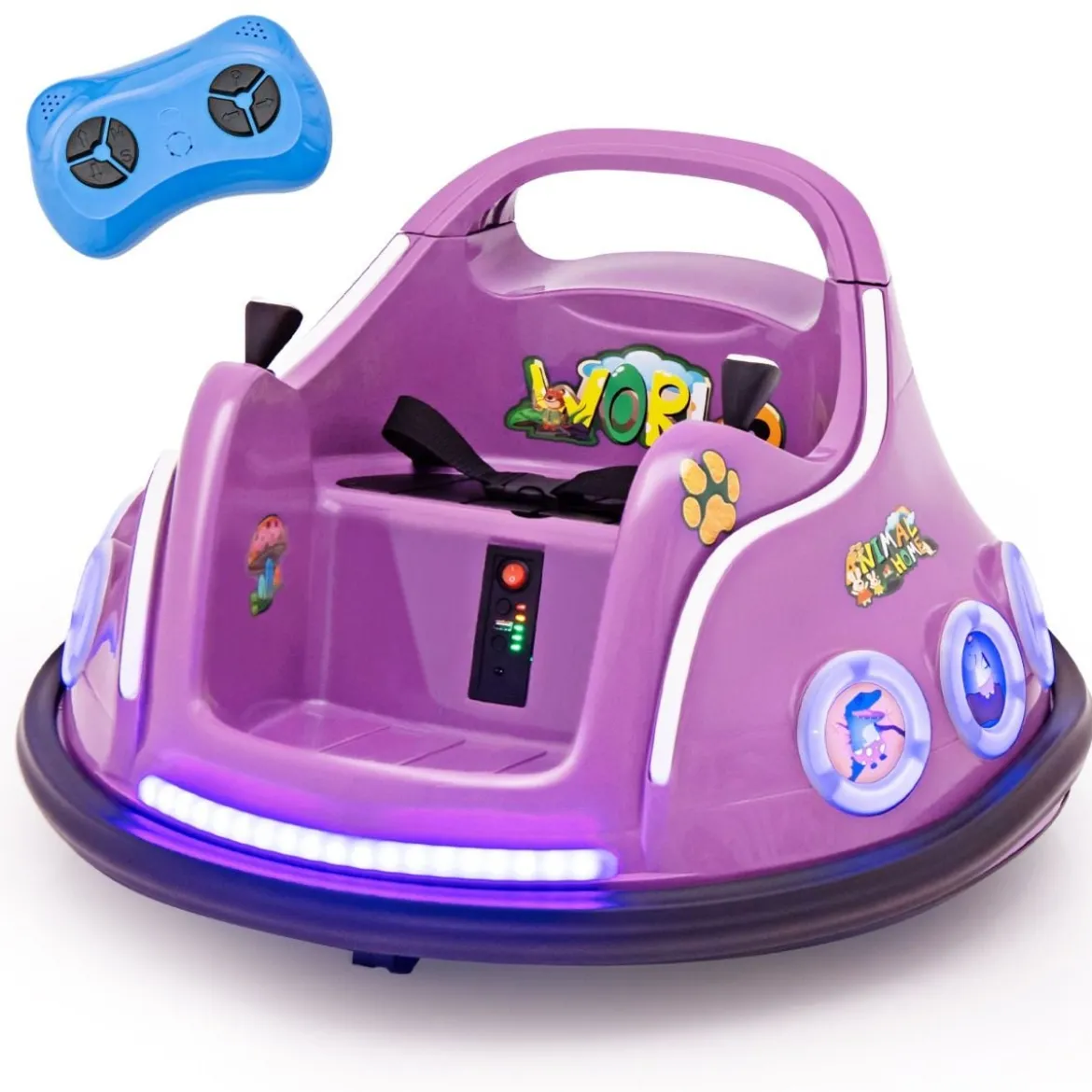 12V Kinder Autoscooter 360 Grad Drehung mit Musik & Lichtern & Fernbedienung