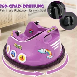 12V Kinder Autoscooter 360 Grad Drehung mit Musik & Lichtern & Fernbedienung
