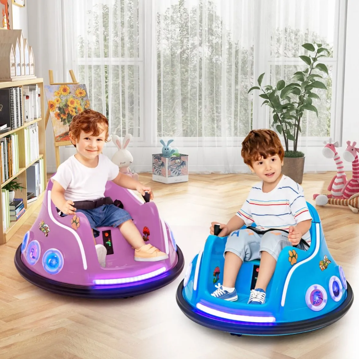 12V Kinder Autoscooter 360 Grad Drehung mit Musik & Lichtern & Fernbedienung