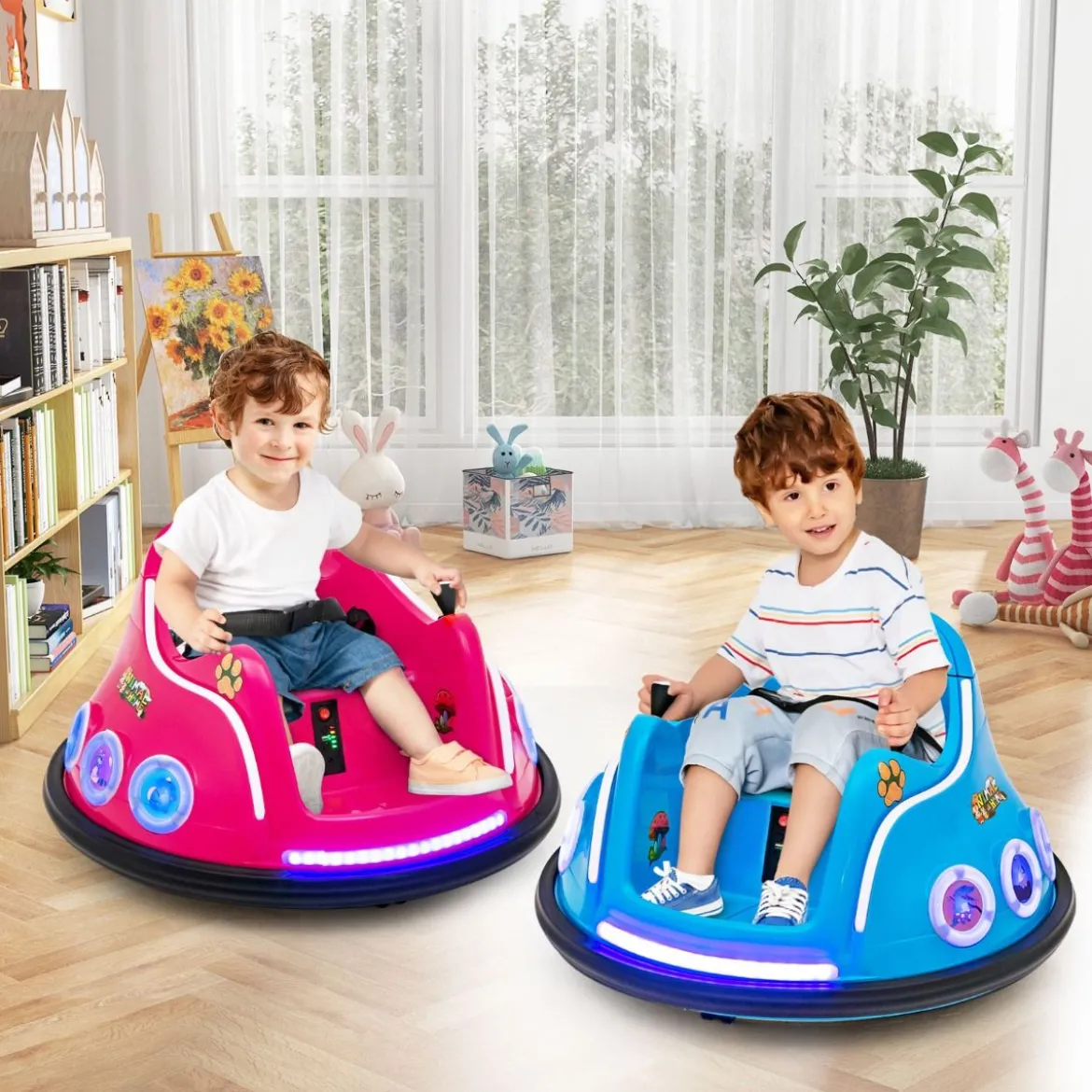 12V Kinder Autoscooter 360 Grad Drehung mit Musik & Lichtern & Fernbedienung