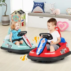 6V Kinder Autoscooter mit Musik & Lichtern & 360° Rotation Elektroauto Bumper car 1,5-3 km/h Grün