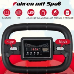 6V Kinder Autoscooter mit Musik & Lichtern & 360° Rotation Elektroauto Bumper car 1,5-3 km/h Rot