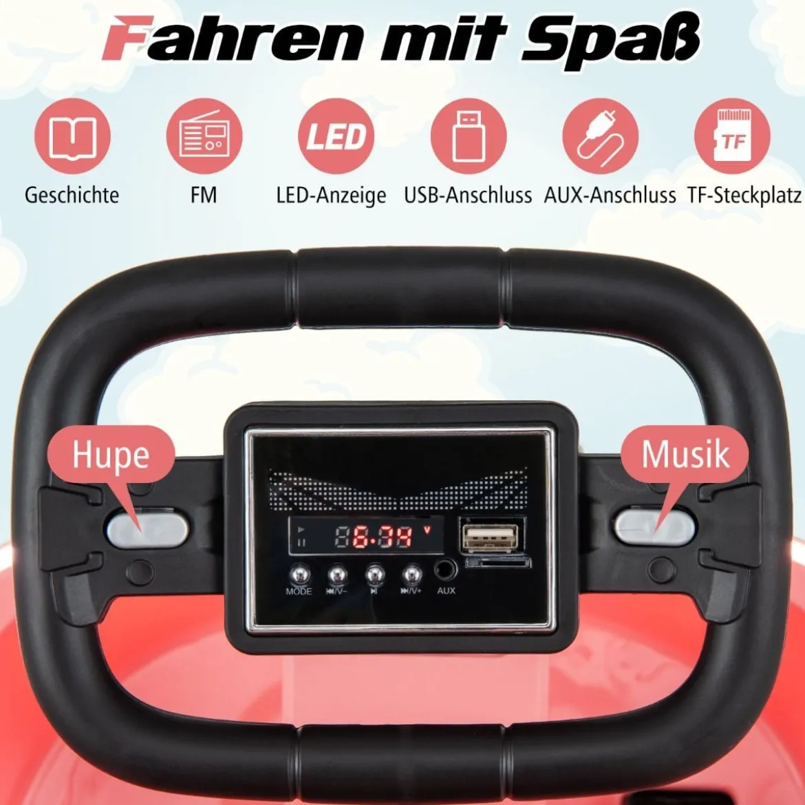 6V Kinder Autoscooter mit Musik & Lichtern & 360° Rotation Elektroauto Bumper car 1,5-3 km/h Rosa