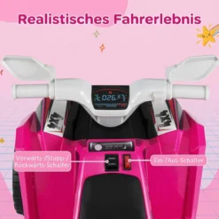 6V Kinder Elektrischer ATV mit Anhänger Elektrofahrzeug mit verschleißfesten Rädern Rosa