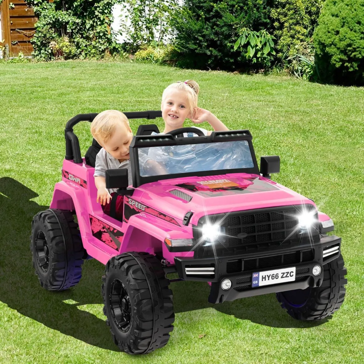24V Kinder Elektroauto Kinderauto elektrisch 2 Sitzer 77 x 115 x 67 cm Rosa