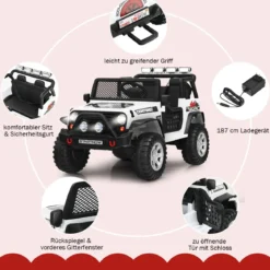 12V Kinder Elektroauto mit Fernbedienung & Licht & Musik Elektrisches Kinderfahrzeug