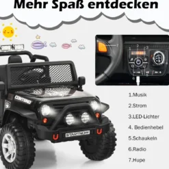 12V Kinder Elektroauto mit Fernbedienung & Licht & Musik Elektrisches Kinderfahrzeug