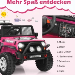 12V Kinder Elektroauto mit Fernbedienung & Licht & Musik Elektrisches Kinderfahrzeug