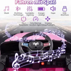 12V Kinder Elektroauto RAM 3500 mit 2 25W Motoren für Kinder ab 3 Jahren 3,1-5 km/h Rosa