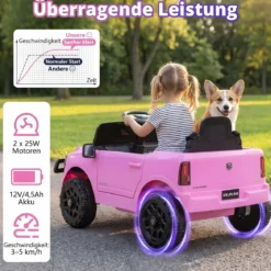 12V Kinder Elektroauto RAM 3500 mit 2 25W Motoren für Kinder ab 3 Jahren 3,1-5 km/h Rosa