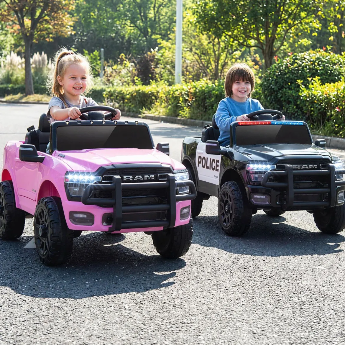 12V Kinder Elektroauto RAM 3500 mit 2 25W Motoren für Kinder ab 3 Jahren 3,1-5 km/h Rosa