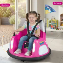 12V Kinder Elektro-Bumpercar batteriebetriebenes Fahrzeug mit blinkenden Lichtern Fernbedienung Rosa
