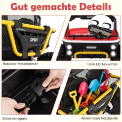 24V Kinder Elektrofahrzeug 2-Sitzer Elektroauto mit Hupe Musik & Licht Kinderfahrzeug mit Fernbedienung Rot