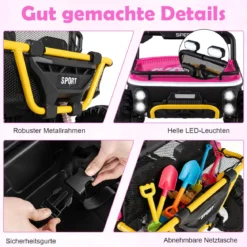 24V Kinder Elektrofahrzeug 2-Sitzer Elektroauto mit Hupe Musik & Licht Kinderfahrzeug mit Fernbedienung Rosa