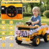 24V Kinder Elektro-Kippwagen 4-Rad Baumaschine mit Kippmulde Schaufel Fernbedienung Gelb