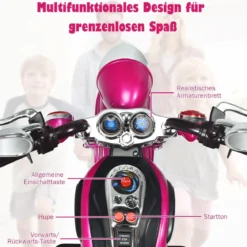 6V Kinder Elektro Motorrad mit Verstellbaren Scheinwerfer & Sound Dreirad Elektromotorrad