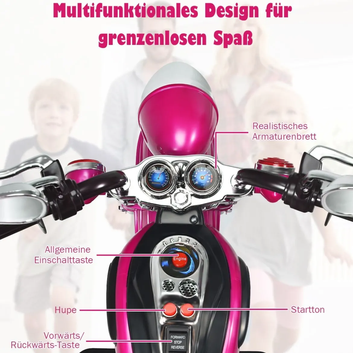 6V Kinder Elektro Motorrad mit Verstellbaren Scheinwerfer & Sound Dreirad Elektromotorrad