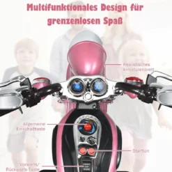 6V Kinder Elektro Motorrad mit Verstellbaren Scheinwerfer & Sound Dreirad Elektromotorrad
