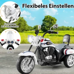 6V Kinder Elektro Motorrad mit Verstellbaren Scheinwerfer & Sound Dreirad Elektromotorrad