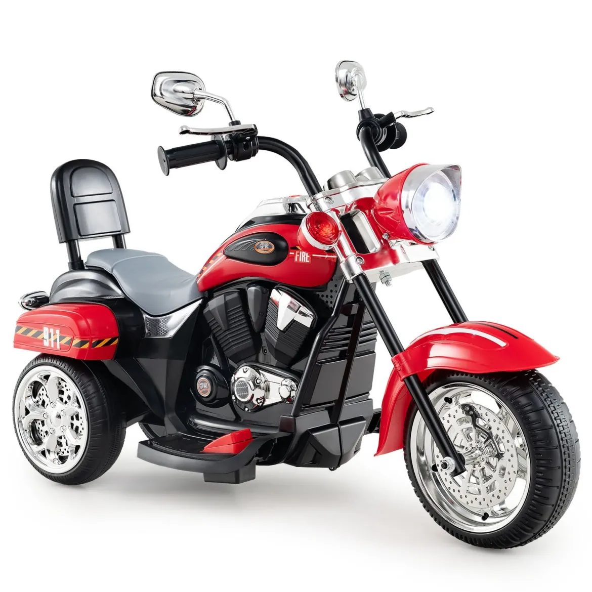 6V Kinder Elektro Motorrad mit Verstellbaren Scheinwerfer & Sound Dreirad Elektromotorrad