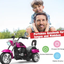 6V Kinder Elektro Motorrad mit Verstellbaren Scheinwerfer & Sound Dreirad Elektromotorrad