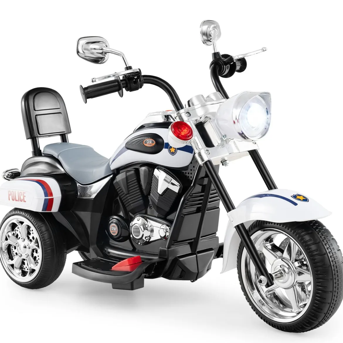 6V Kinder Elektro Motorrad mit Verstellbaren Scheinwerfer & Sound Dreirad Elektromotorrad