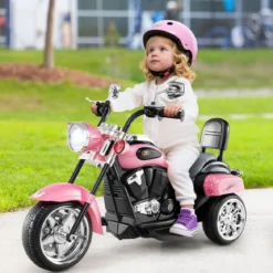 6V Kinder Elektro Motorrad mit Verstellbaren Scheinwerfer & Sound Dreirad Elektromotorrad