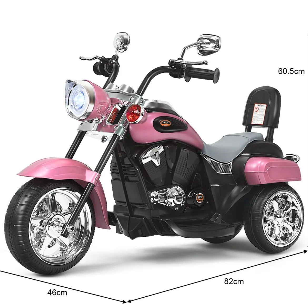 6V Kinder Elektro Motorrad mit Verstellbaren Scheinwerfer & Sound Dreirad Elektromotorrad