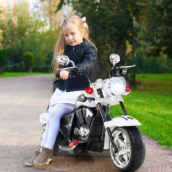 6V Kinder Elektro Motorrad mit Verstellbaren Scheinwerfer & Sound Dreirad Elektromotorrad