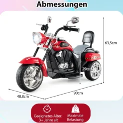 6V Kinder Elektro Motorrad mit Verstellbaren Scheinwerfer & Sound Dreirad Elektromotorrad