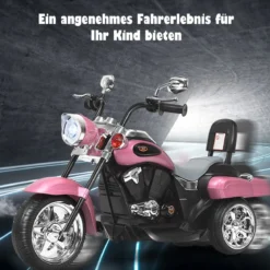 6V Kinder Elektro Motorrad mit Verstellbaren Scheinwerfer & Sound Dreirad Elektromotorrad