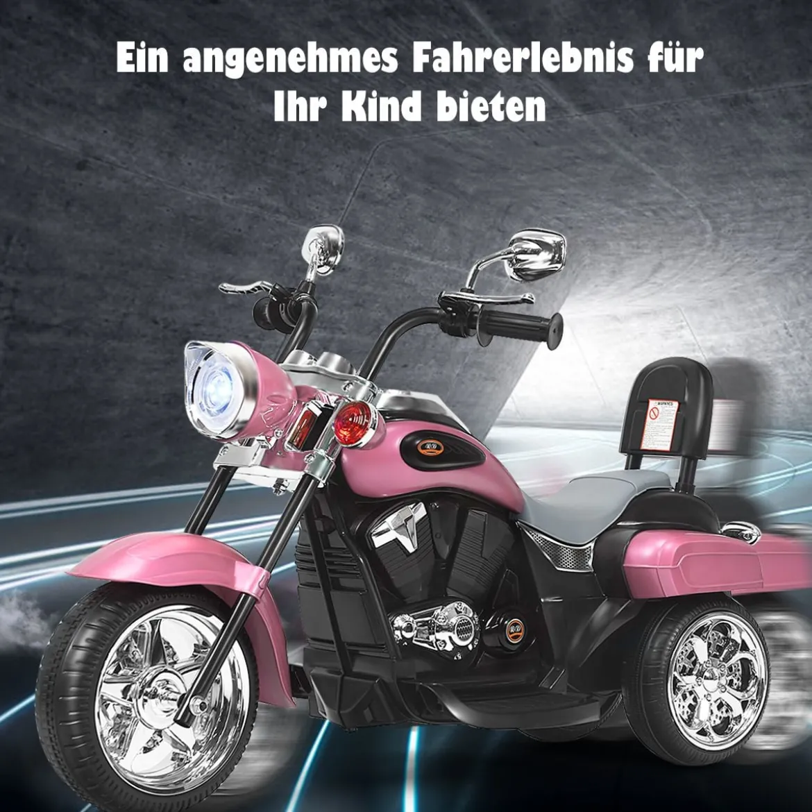 6V Kinder Elektro Motorrad mit Verstellbaren Scheinwerfer & Sound Dreirad Elektromotorrad