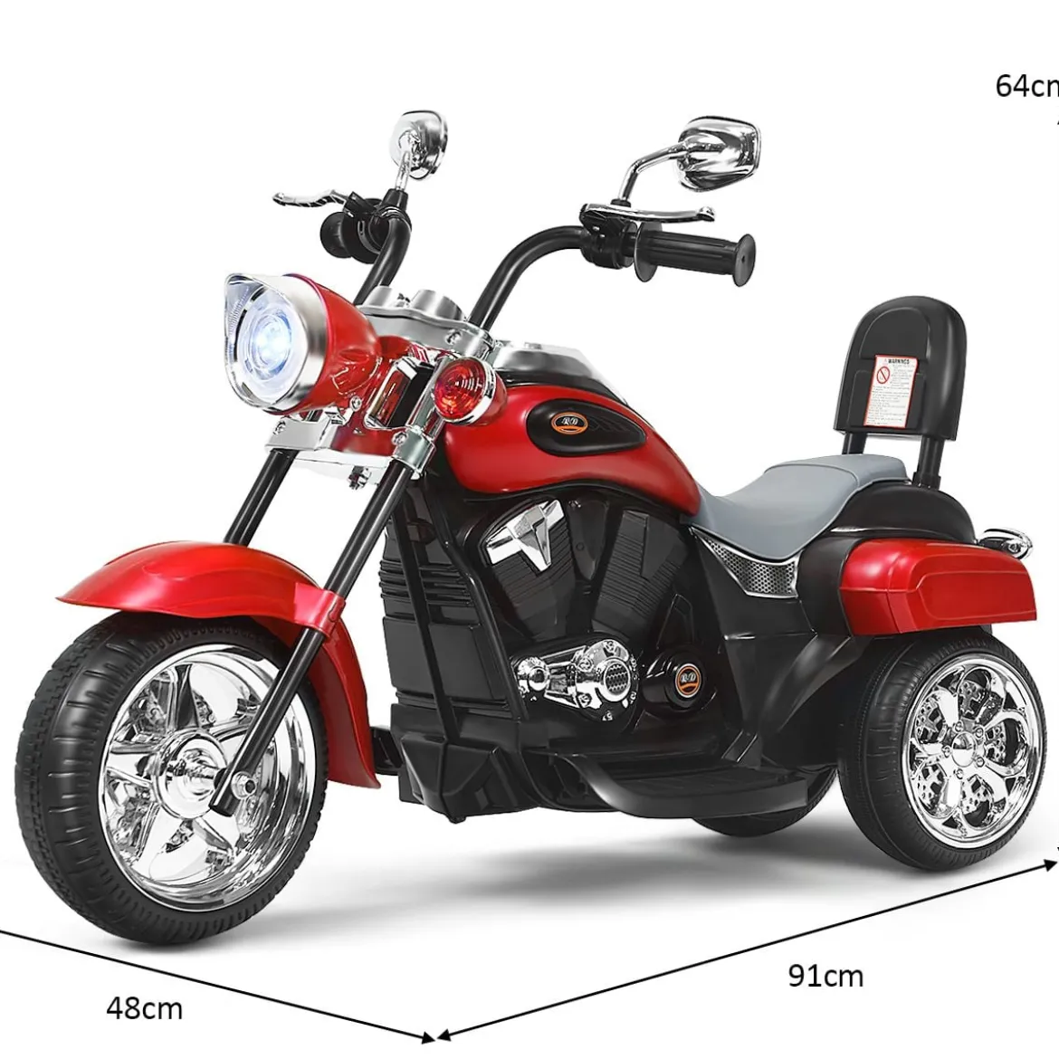 6V Kinder Elektro Motorrad mit Verstellbaren Scheinwerfer & Sound Dreirad Elektromotorrad