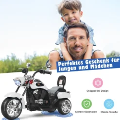 6V Kinder Elektro Motorrad mit Verstellbaren Scheinwerfer & Sound Dreirad Elektromotorrad