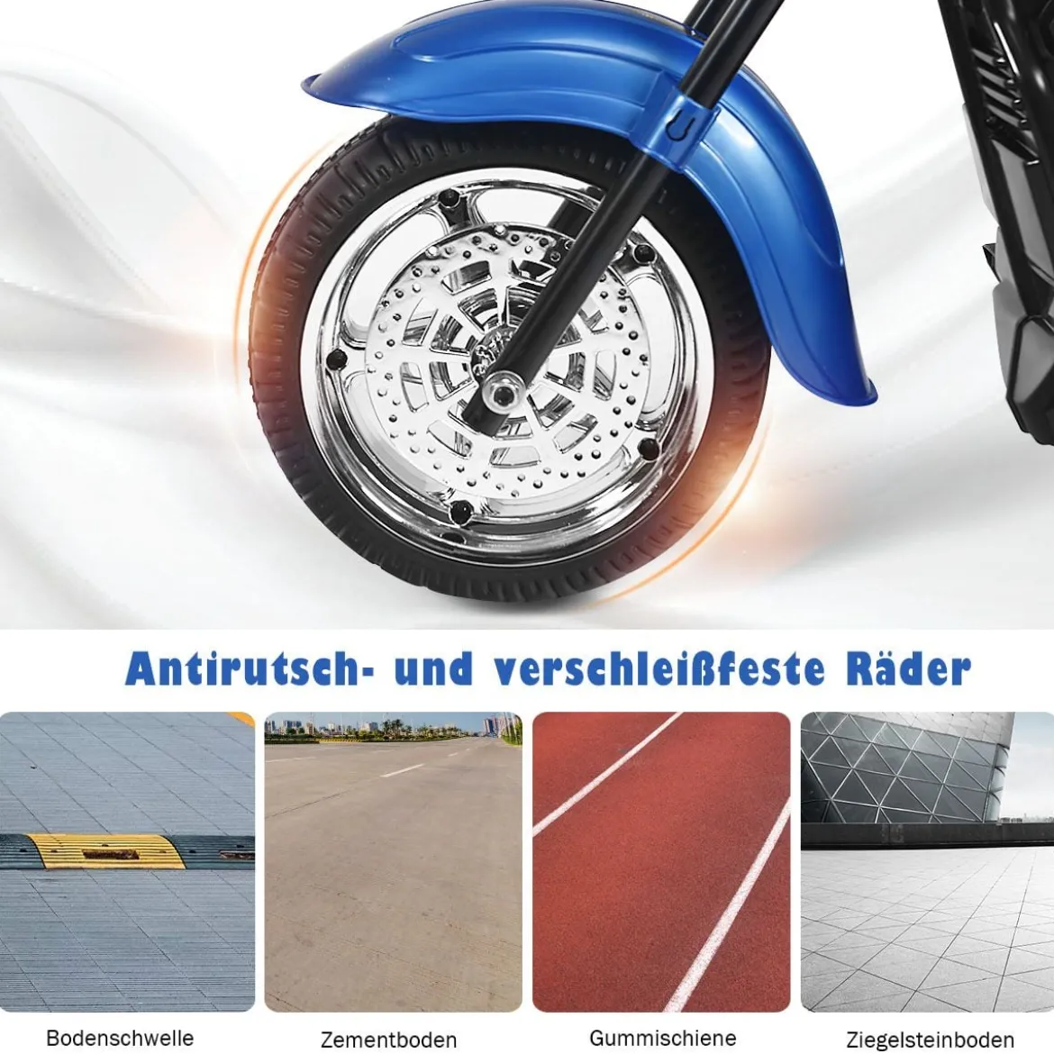 6V Kinder Elektro Motorrad mit Verstellbaren Scheinwerfer & Sound Dreirad Elektromotorrad