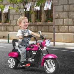 6V Kinder Elektro Motorrad mit Verstellbaren Scheinwerfer & Sound Dreirad Elektromotorrad