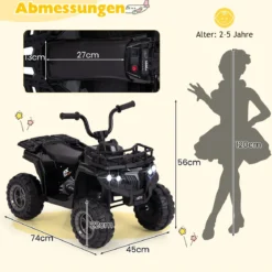 6V Kinder Elektro Quad mit Vorwärts- & Rückwärtsfunktion Elektroauto ATV Kinderquad Schwarz