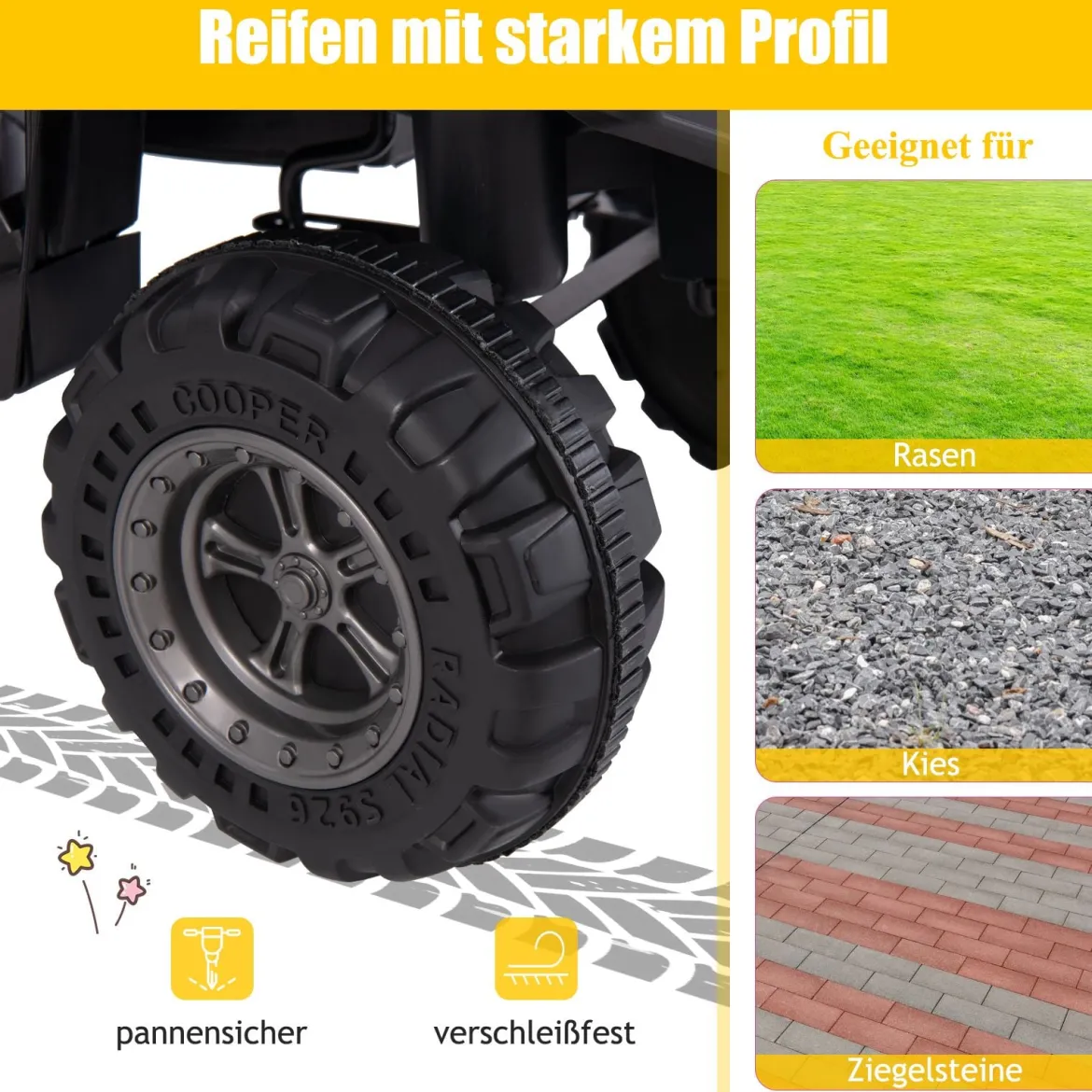 6V Kinder Elektro Quad mit Vorwärts- & Rückwärtsfunktion Elektroauto ATV Kinderquad Schwarz