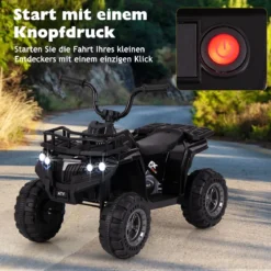 6V Kinder Elektro Quad mit Vorwärts- & Rückwärtsfunktion Elektroauto ATV Kinderquad Schwarz