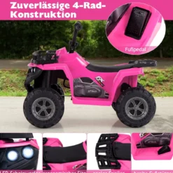 6V Kinder Elektro Quad mit Vorwärts- & Rückwärtsfunktion Kinderquad Elektroauto ATV Rosa