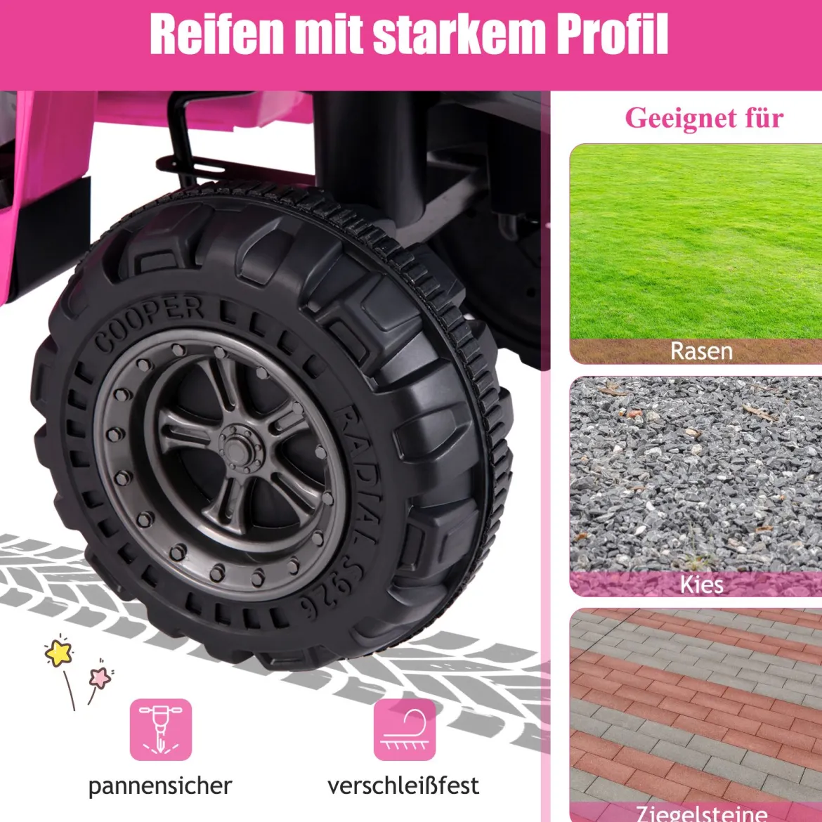 6V Kinder Elektro Quad mit Vorwärts- & Rückwärtsfunktion Kinderquad Elektroauto ATV Rosa