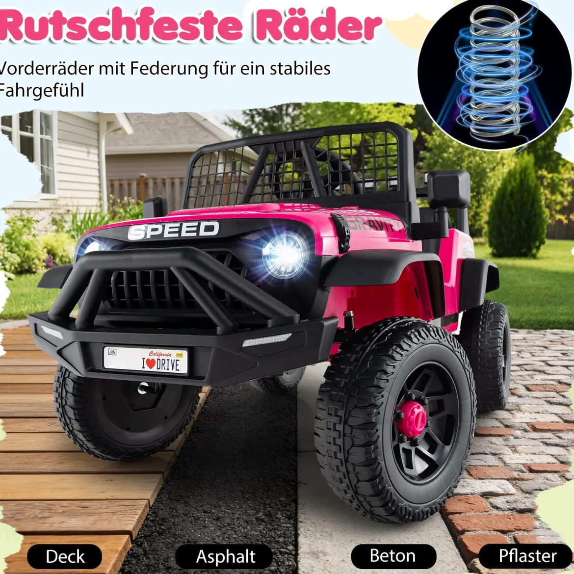 24 V Kinderfahrzeug elektrisches Kinderauto mit Fernbedienung Musik Hupe LED-Scheinwerfer Weiß/Schwarz/Rosa