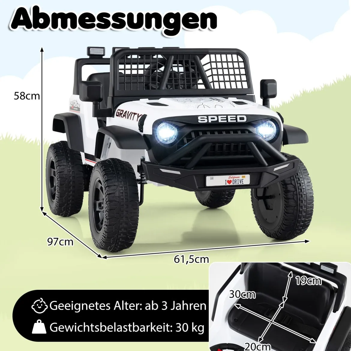 24 V Kinderfahrzeug elektrisches Kinderauto mit Fernbedienung Musik Hupe LED-Scheinwerfer Weiß/Schwarz/Rosa