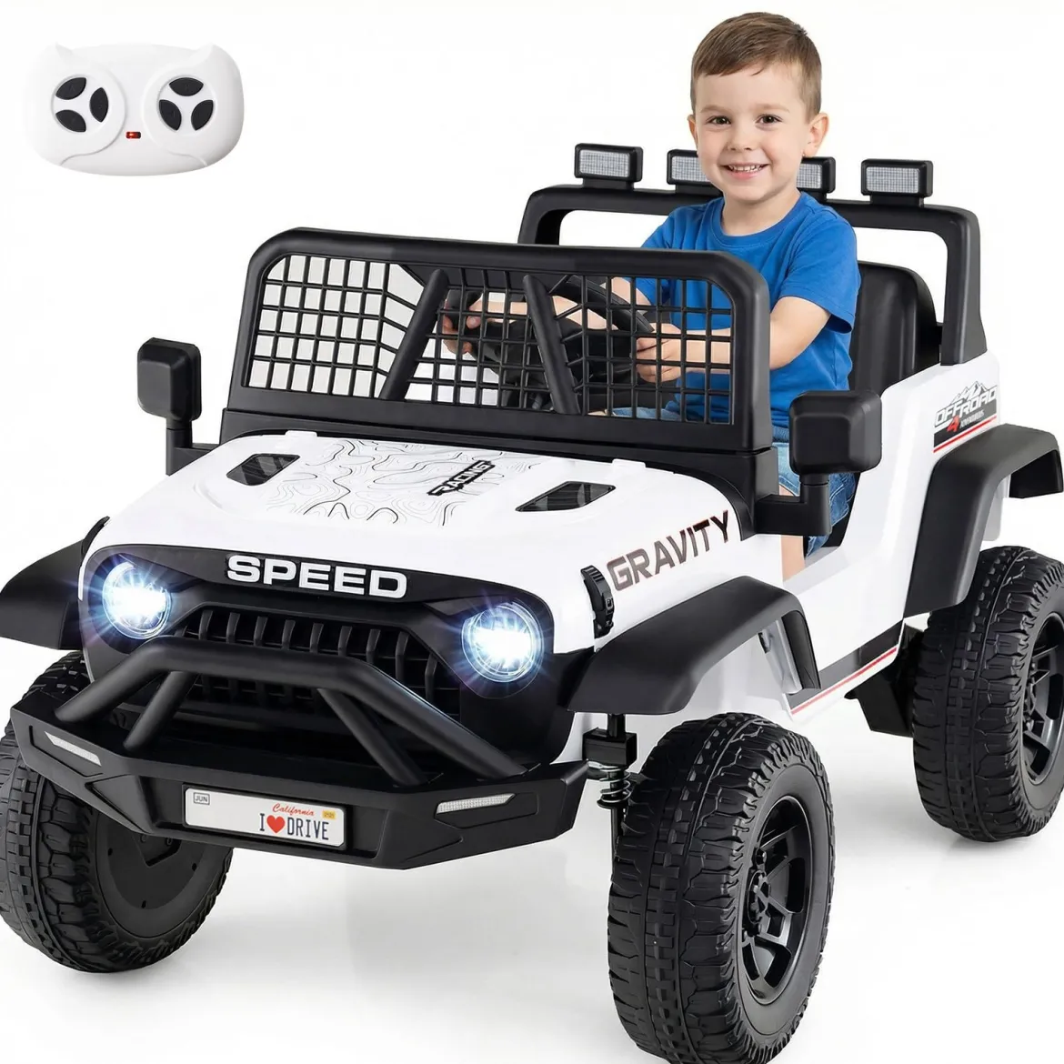 24 V Kinderfahrzeug elektrisches Kinderauto mit Fernbedienung Musik Hupe LED-Scheinwerfer Weiß/Schwarz/Rosa