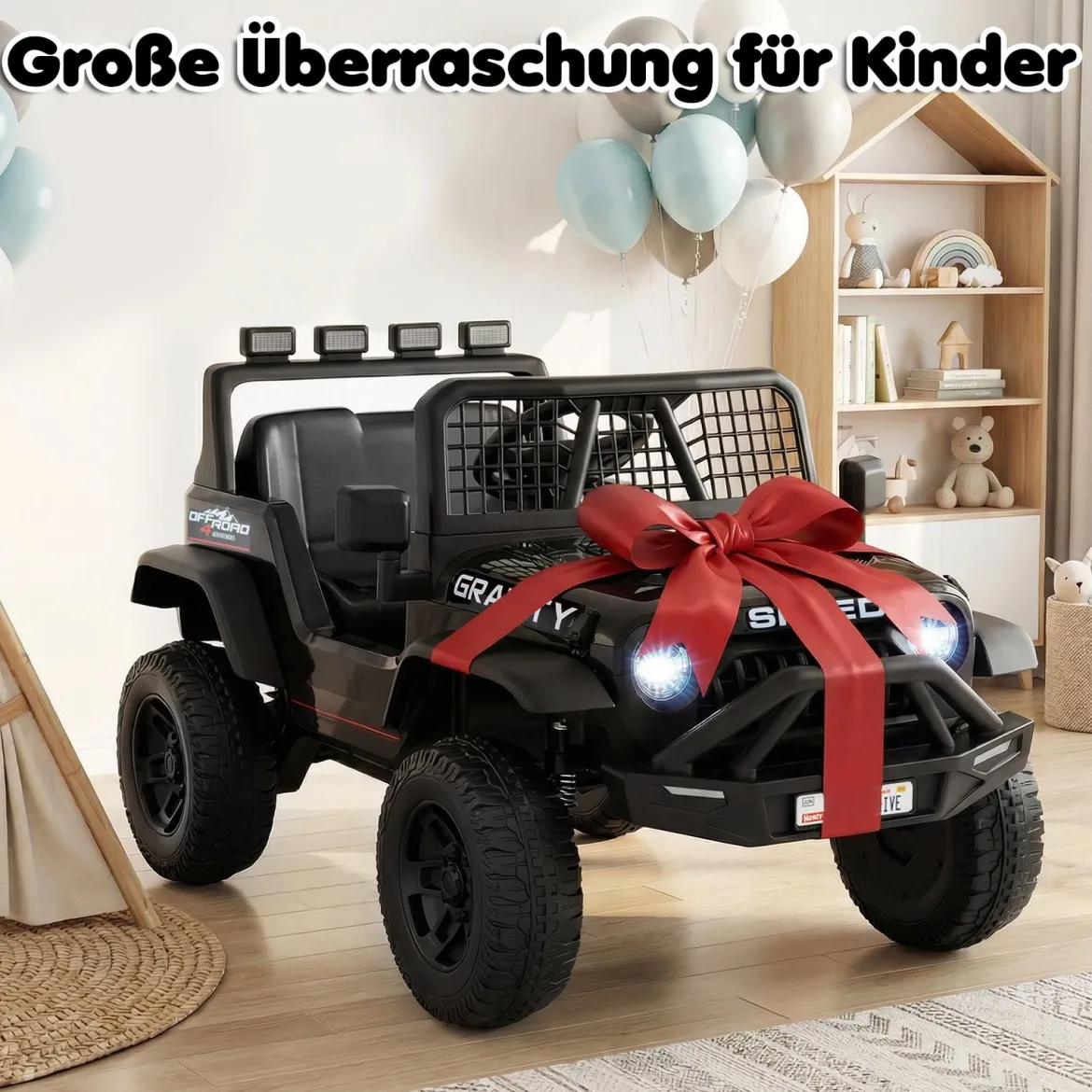 24 V Kinderfahrzeug elektrisches Kinderauto mit Fernbedienung Musik Hupe LED-Scheinwerfer Weiß/Schwarz/Rosa