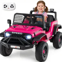 24 V Kinderfahrzeug elektrisches Kinderauto mit Fernbedienung Musik Hupe LED-Scheinwerfer Weiß/Schwarz/Rosa